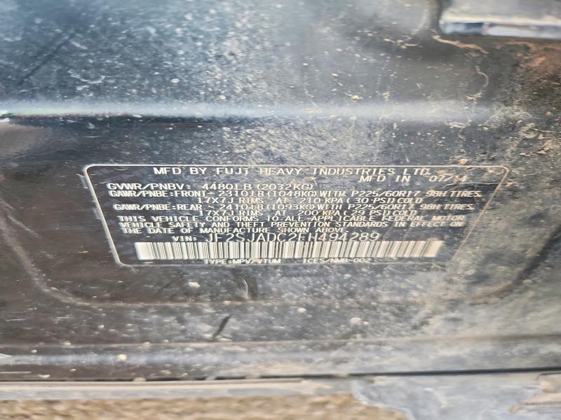 2015 Subaru Forester მანქანა იყიდება აუქციონზე, vin: JF2SJADC2FH494289, აუქციონის ნომერი: 48477456