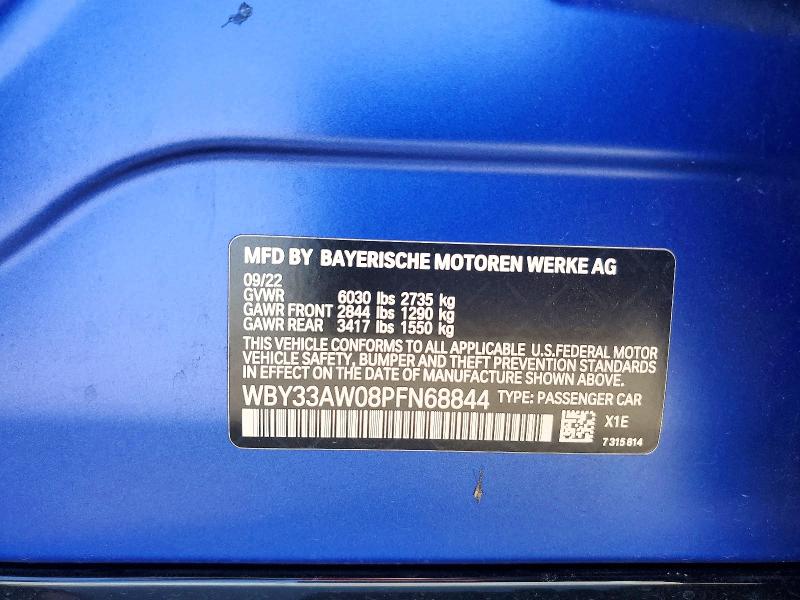 Продажа на аукционе авто 2023 Bmw I4, vin: WBY33AW08PFN68844, номер лота: 48999366