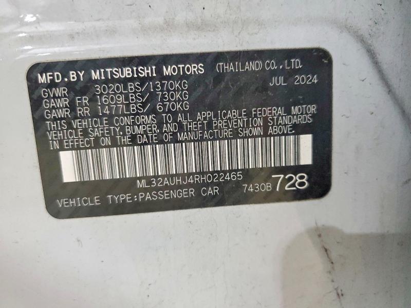 Продаж на аукціоні авто 2024 Mitsubishi Mirage, vin: ML32AUHJ4RH022465, номер лоту: 50156976