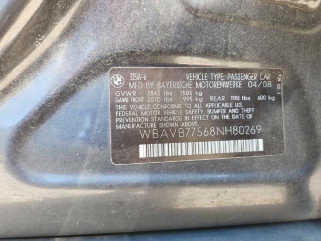 Aukcja sprzedaży 2008 Bmw 335, vin: WBAVB77568NH80269, numer aukcji: 50515056