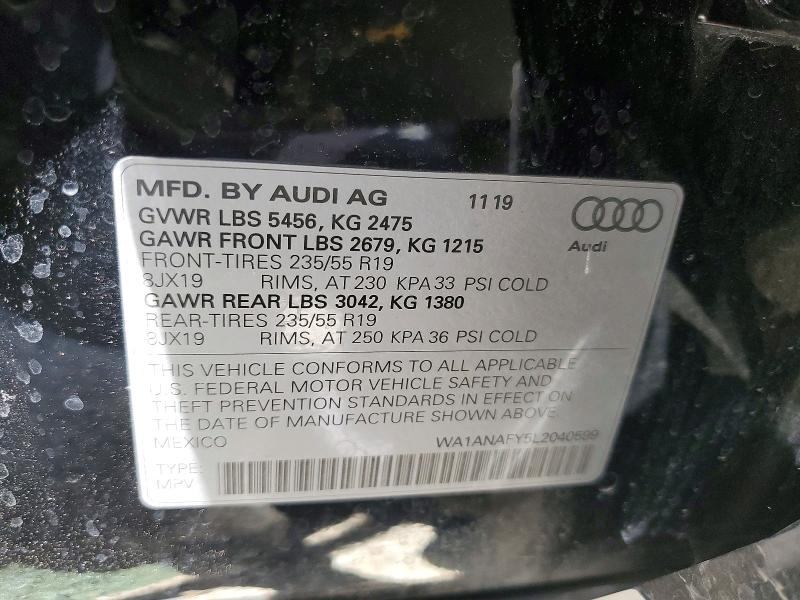 Продаж на аукціоні авто 2020 Audi Q5, vin: WA1ANAFY5L2040599, номер лоту: 51079526