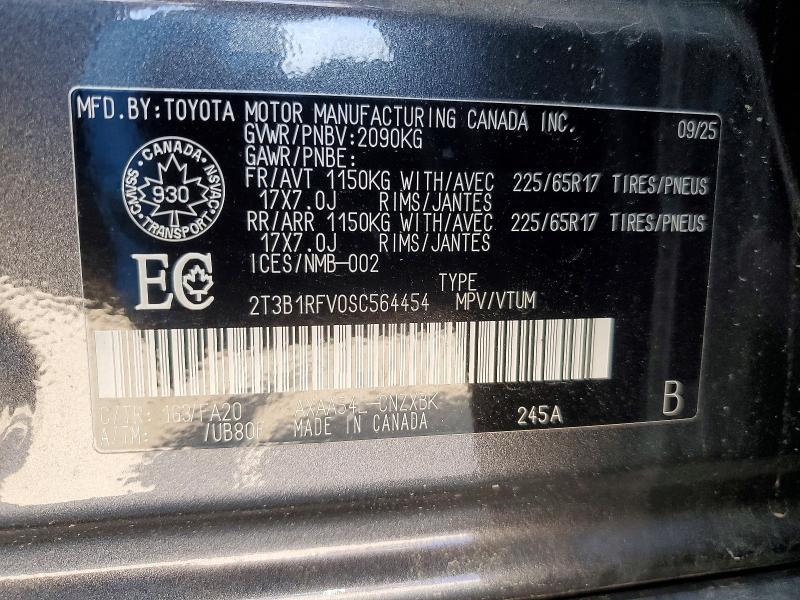 51339326 :رقم المزاد ، 2T3B1RFV0SC564454 vin ، 2025 Toyota Rav4 مزاد بيع