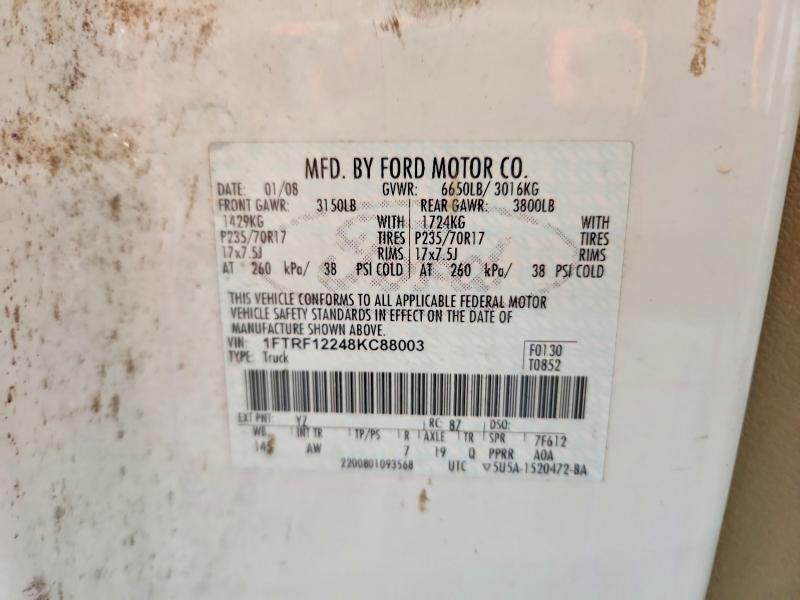 51279336 :رقم المزاد ، 1FTRF12248KC88003 vin ، 2008 Ford F150 مزاد بيع