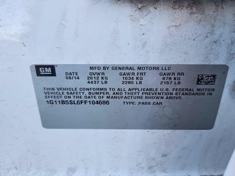 50517806 :رقم المزاد ، 1G11B5SL6FF104686 vin ، 2015 Chevrolet Malibu مزاد بيع