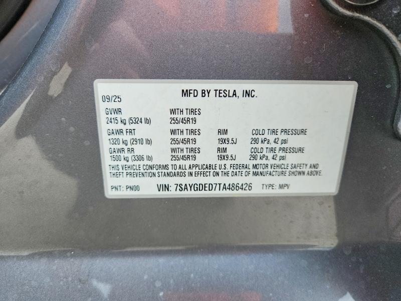 Aukcja sprzedaży 2026 Tesla Model Y, vin: 7SAYGDED7TA486426, numer aukcji: 47662416
