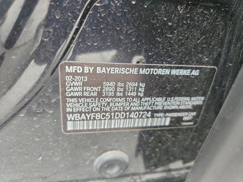 2013 Bmw 750 მანქანა იყიდება აუქციონზე, vin: WBAYF8C51DD140724, აუქციონის ნომერი: 51610406