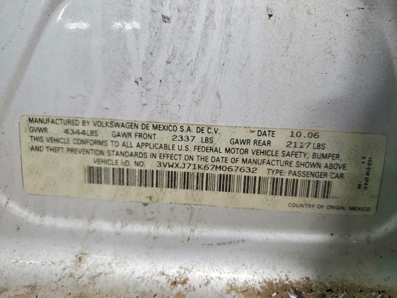 48781696 :رقم المزاد ، 3VWXJ71K67M067632 vin ، 2007 Volkswagen Jetta مزاد بيع
