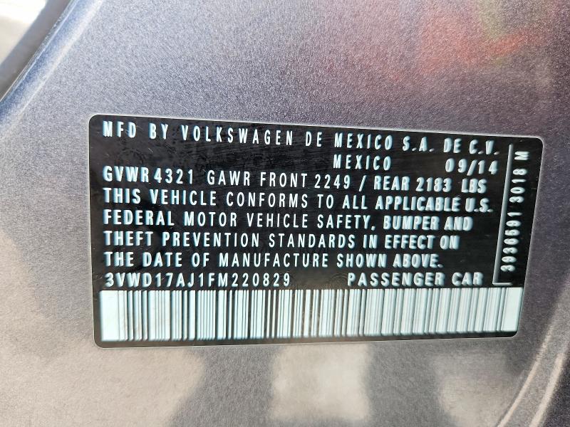 51373076 :رقم المزاد ، 3VWD17AJ1FM220829 vin ، 2015 Volkswagen Jetta مزاد بيع