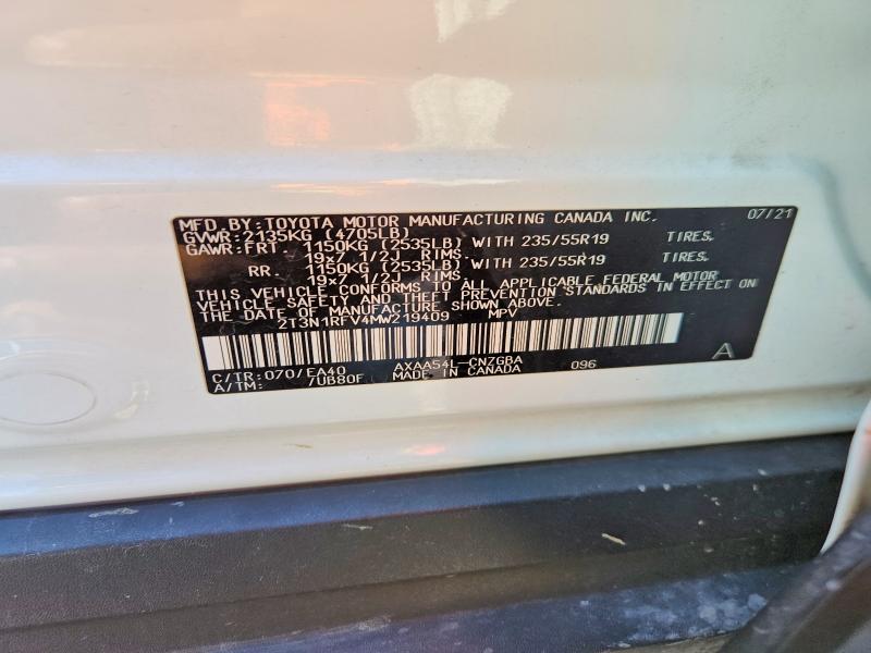 Продажа на аукционе авто 2021 Toyota Rav4, vin: 2T3N1RFV4MW219409, номер лота: 50688576
