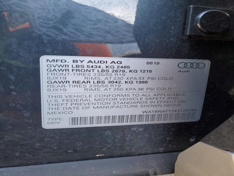 Aukcja sprzedaży 2019 Audi Q5, vin: WA1BNAFY2K2129789, numer aukcji: 48972316