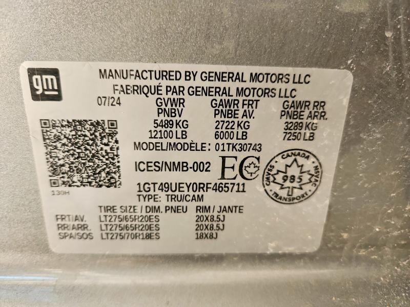 51370596 :رقم المزاد ، 1GT49UEY0RF465711 vin ، 2024 Gmc Sierra مزاد بيع
