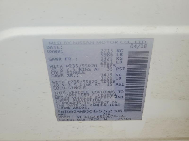 Продажа на аукционе авто 2018 Nissan Pathfinder, vin: 5N1DR2MM9JC655236, номер лота: 48332156