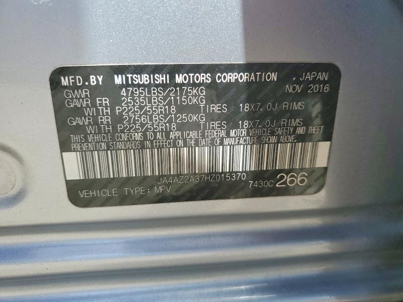 Продаж на аукціоні авто 2017 Mitsubishi Outlander, vin: JA4AZ2A37HZ015370, номер лоту: 50610736