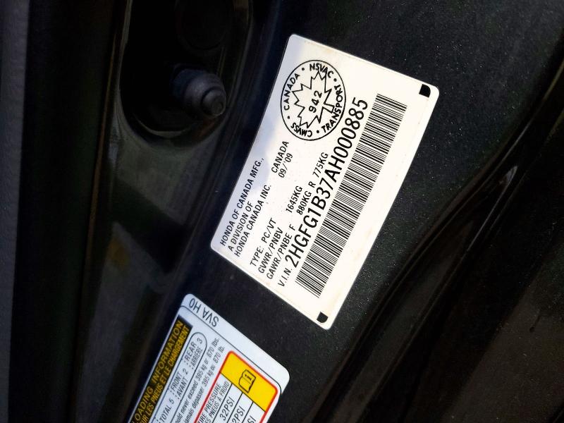 Aukcja sprzedaży 2010 Honda Civic, vin: 2HGFG1B37AH000885, numer aukcji: 50267916