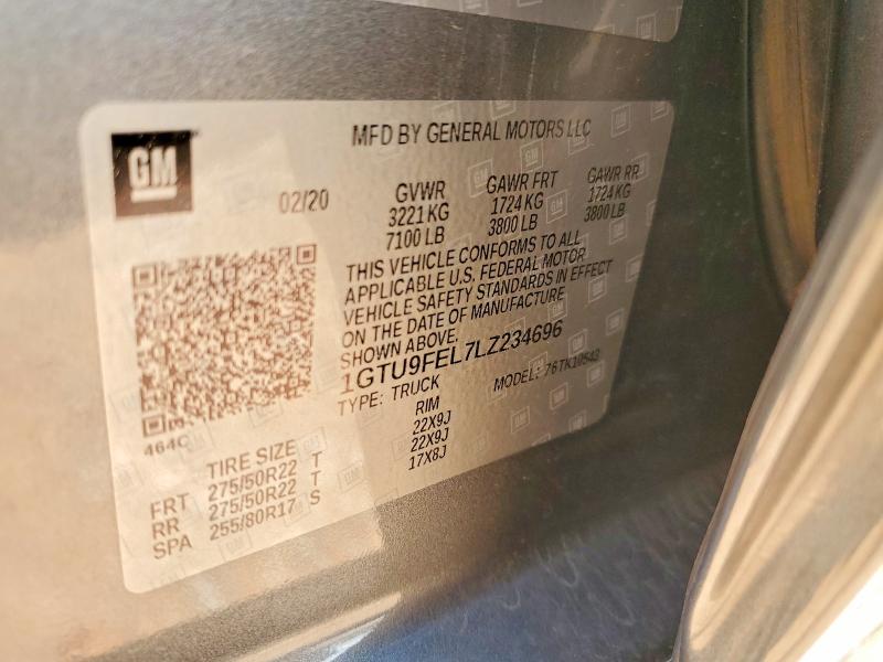 Aukcja sprzedaży 2020 Gmc Sierra, vin: 1GTU9FEL7LZ234696, numer aukcji: 77237055