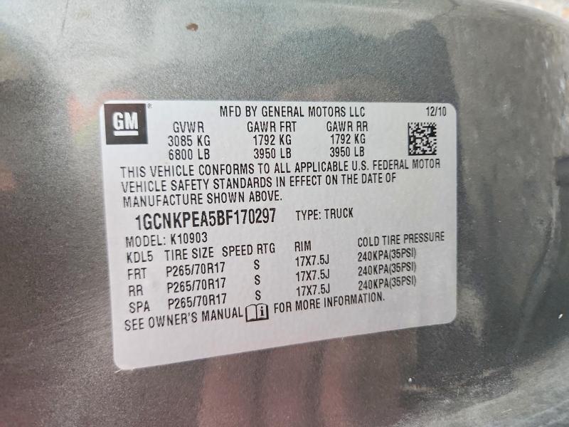 48451926 :رقم المزاد ، 1GCNKPEA5BF170297 vin ، 2011 Chevrolet Silverado مزاد بيع