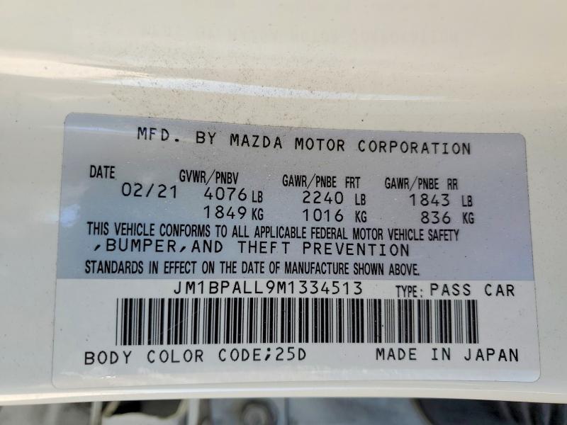 Aukcja sprzedaży 2021 Mazda 3, vin: JM1BPALL9M1334513, numer aukcji: 48999086