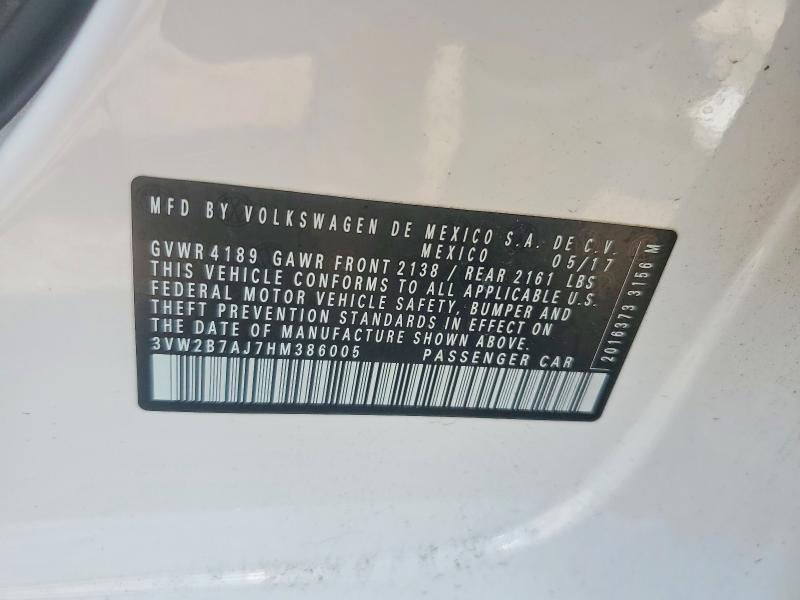 Продаж на аукціоні авто 2017 Volkswagen Jetta, vin: 3VW2B7AJ7HM386005, номер лоту: 50137296
