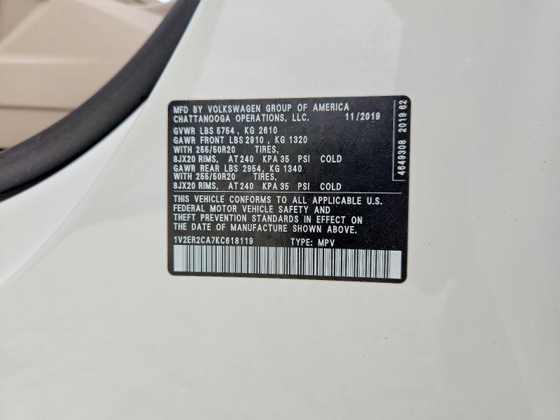 Продажа на аукционе авто 2019 Volkswagen Atlas, vin: 1V2ER2CA7KC618119, номер лота: 48186176