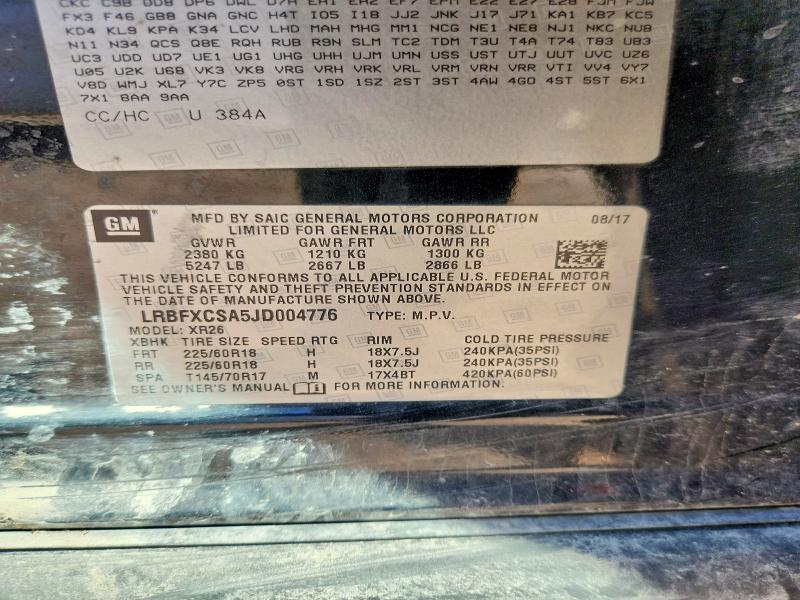 50775506 :رقم المزاد ، LRBFXCSA5JD004776 vin ، 2018 Buick Envision مزاد بيع