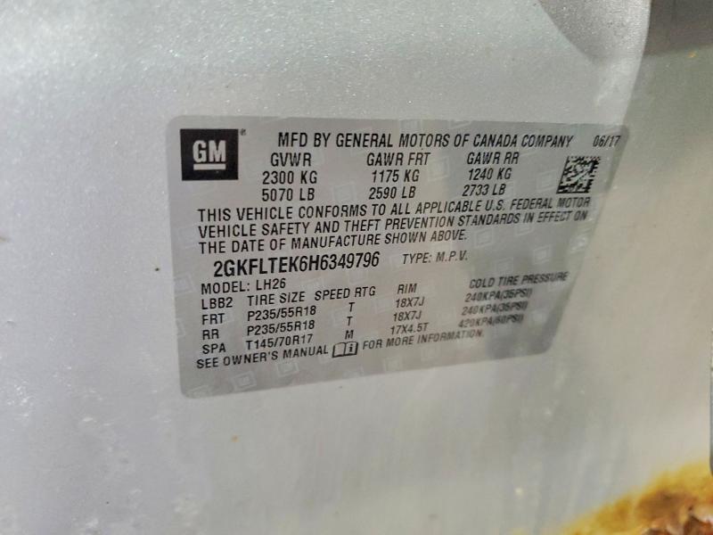 Aukcja sprzedaży 2017 Gmc Terrain, vin: 2GKFLTEK6H6349796, numer aukcji: 48862286
