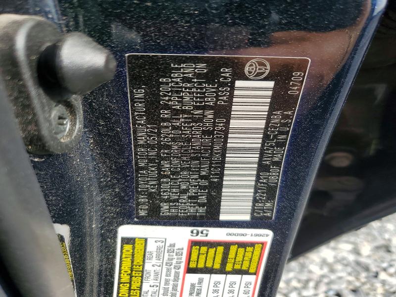 2021 Toyota Camry მანქანა იყიდება აუქციონზე, vin: 4T1C11BKXMU037940, აუქციონის ნომერი: 50568426