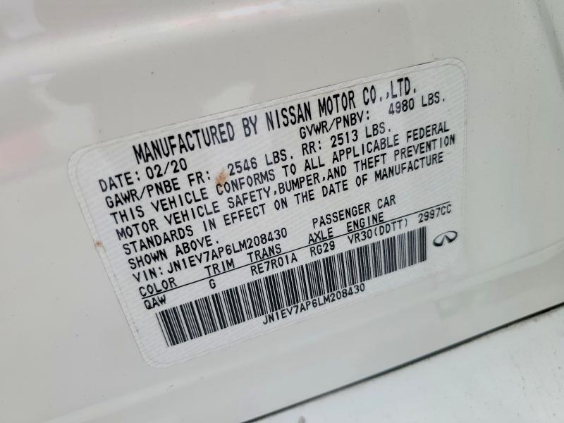Продажа на аукционе авто 2020 Infiniti Q50, vin: JN1EV7AP6LM208430, номер лота: 50907856