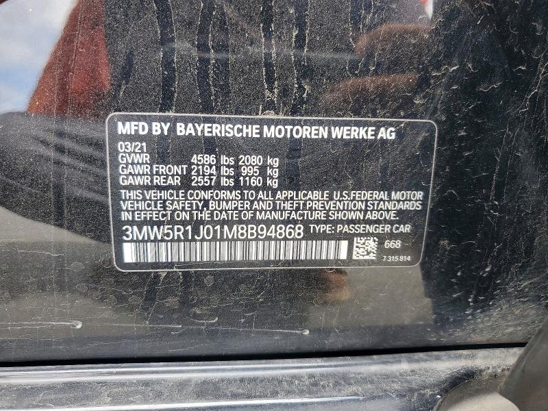 Продаж на аукціоні авто 2021 Bmw 330i, vin: 3MW5R1J01M8B94868, номер лоту: 51498636