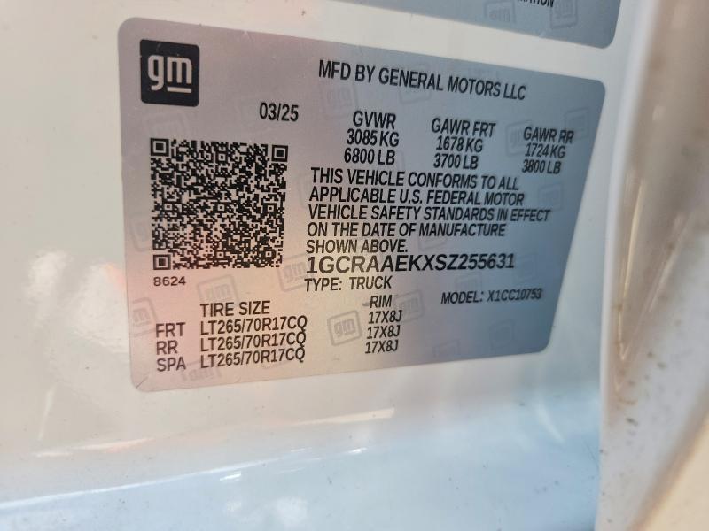 Продаж на аукціоні авто 2025 Chevrolet Silverado, vin: 1GCRAAEKXSZ255631, номер лоту: 49251916