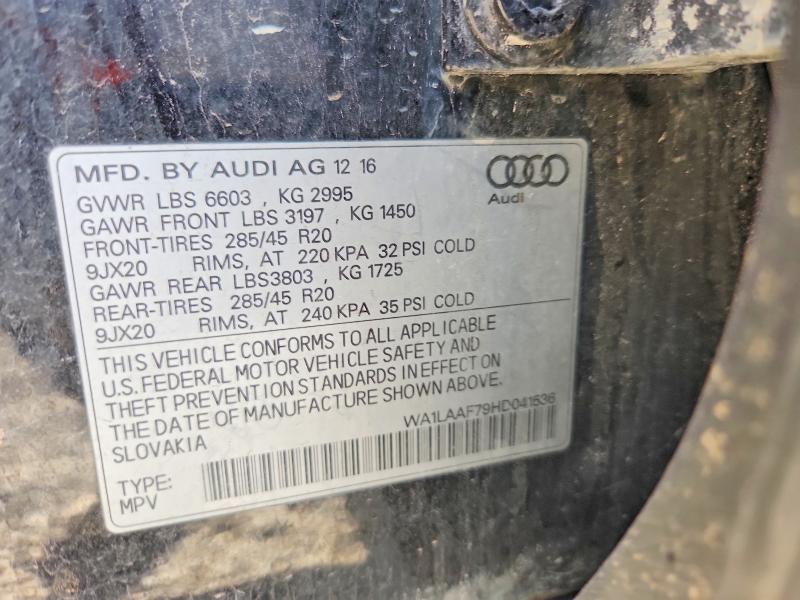 2017 Audi Q7 მანქანა იყიდება აუქციონზე, vin: WA1LAAF79HD041536, აუქციონის ნომერი: 47916556