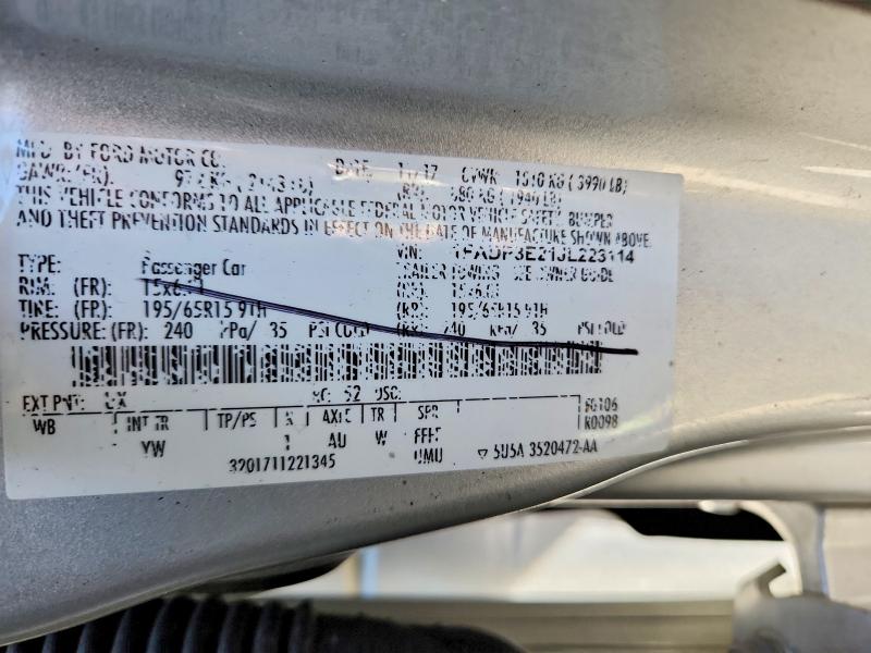 2018 Ford Focus მანქანა იყიდება აუქციონზე, vin: 1FADP3E21JL223114, აუქციონის ნომერი: 47573066