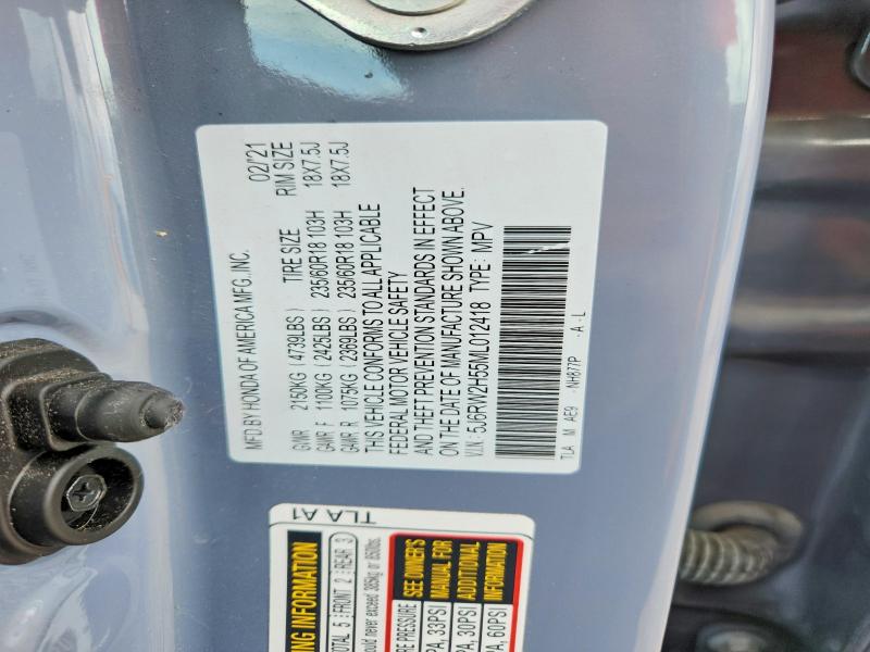 51143126 :رقم المزاد ، 5J6RW2H55ML012418 vin ، 2021 Honda Cr-v مزاد بيع