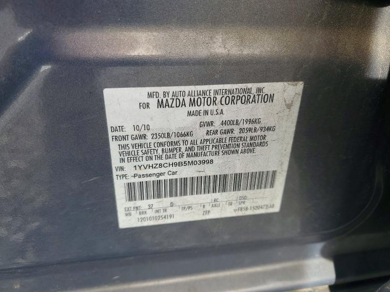 48485426 :رقم المزاد ، 1YVHZ8CH9B5M03998 vin ، 2011 Mazda 6 مزاد بيع