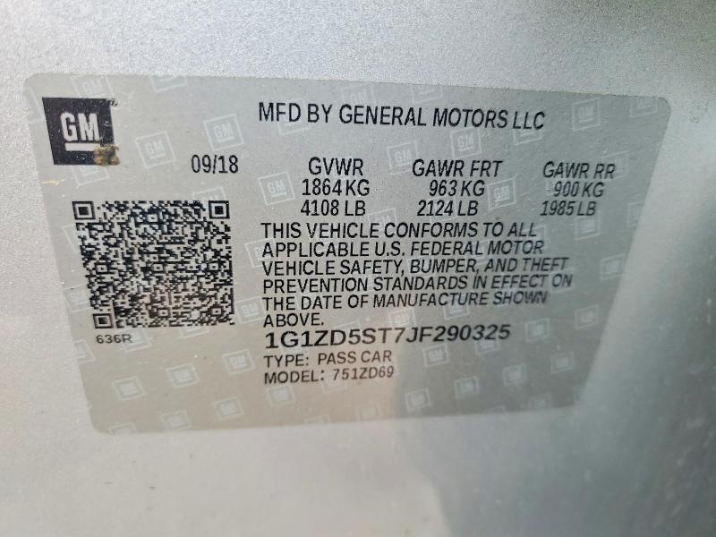 2018 Chev Malibu მანქანა იყიდება აუქციონზე, vin: 1G1ZD5ST7JF290325, აუქციონის ნომერი: 51679526
