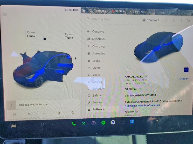 2022 Tesla Model Y მანქანა იყიდება აუქციონზე, vin: 7SAYGDEEXNF318150, აუქციონის ნომერი: 48768376
