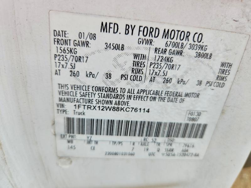 Aukcja sprzedaży 2008 Ford F150, vin: 1FTRX12W88KC76114, numer aukcji: 49507456
