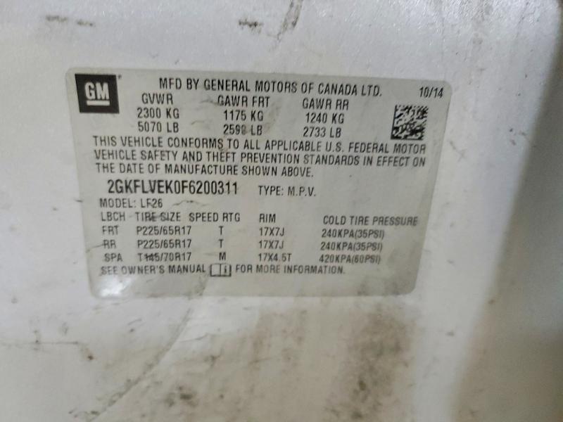 2015 Gmc Terrain მანქანა იყიდება აუქციონზე, vin: 2GKFLVEK0F6200311, აუქციონის ნომერი: 49467066