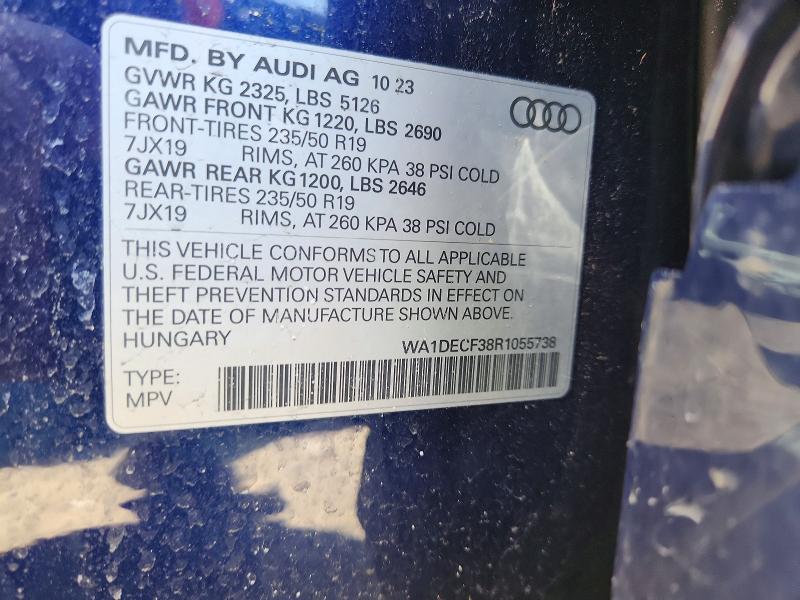 Aukcja sprzedaży 2024 Audi Q3, vin: WA1DECF38R1055738, numer aukcji: 49579366