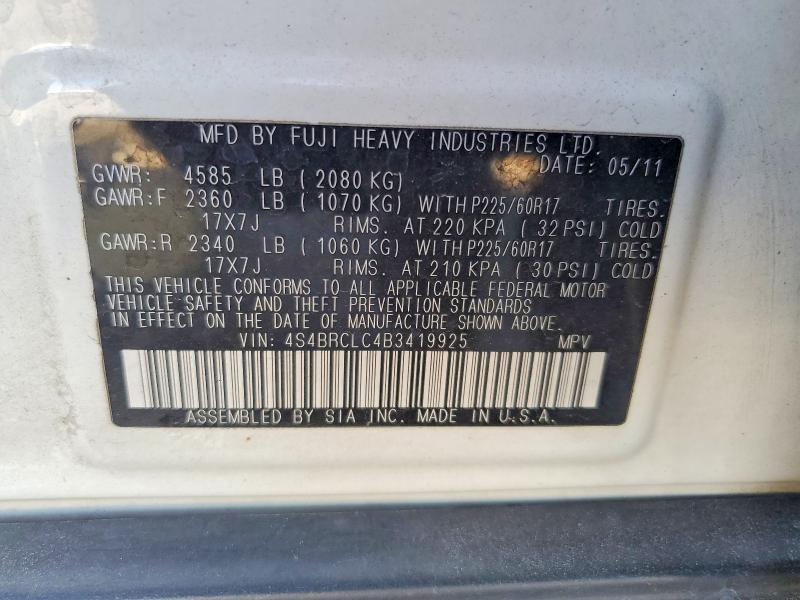 Продажа на аукционе авто 2011 Subaru Outback, vin: 4S4BRCLC4B3419925, номер лота: 47713706