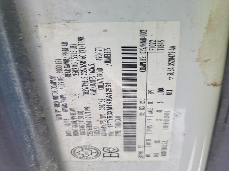 47443266 :رقم المزاد ، 1FTYR3XM1KKA12961 vin ، 2019 Ford Transit مزاد بيع