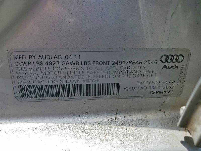 51526916 :رقم المزاد ، WAUFFAFL3BN052662 vin ، 2011 Audi A4 مزاد بيع