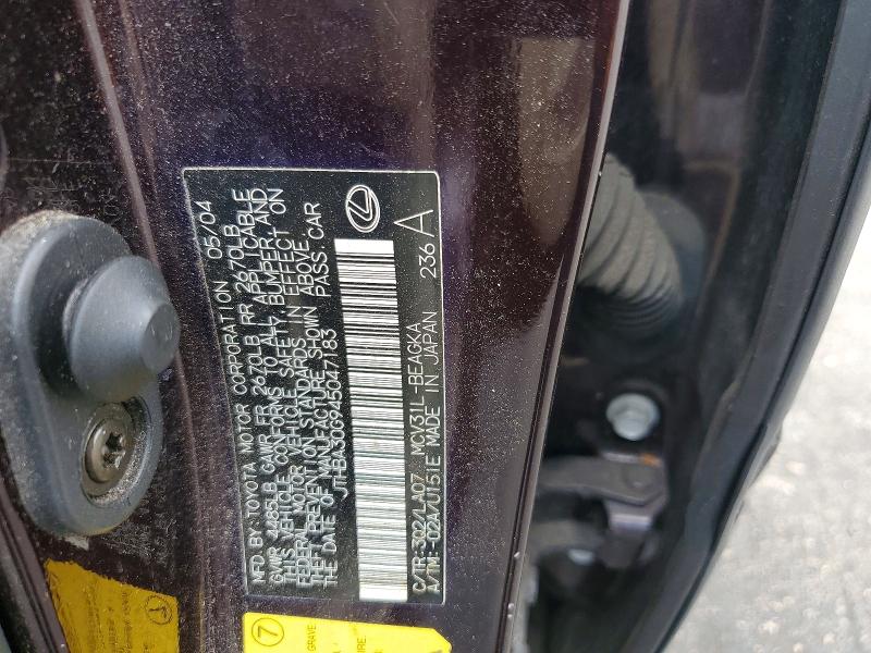 Aukcja sprzedaży 2004 Lexus Es, vin: JTHBA30G945047183, numer aukcji: 51308946