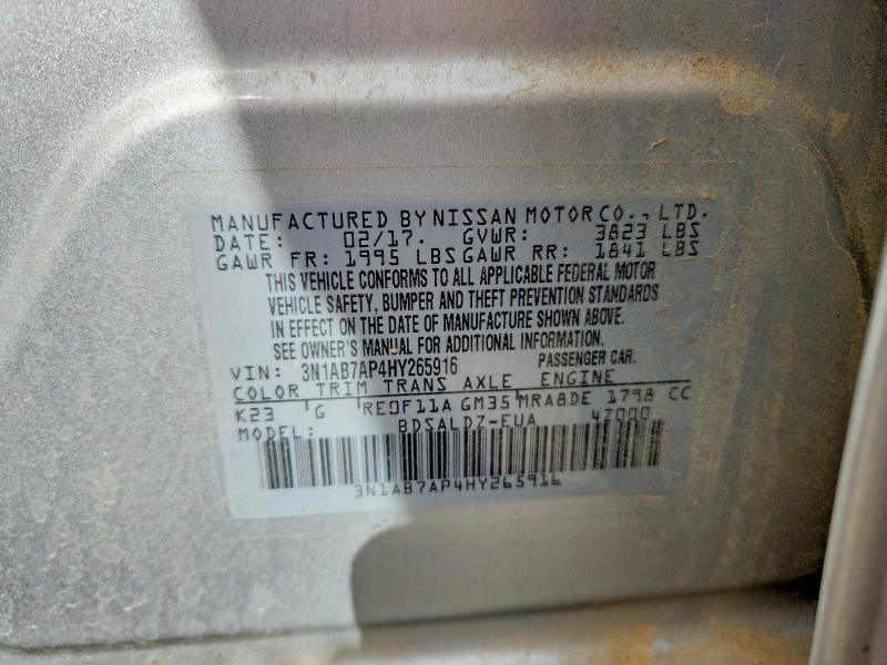 49883596 :رقم المزاد ، 3N1AB7AP4HY265916 vin ، 2017 Nissan Sentra مزاد بيع