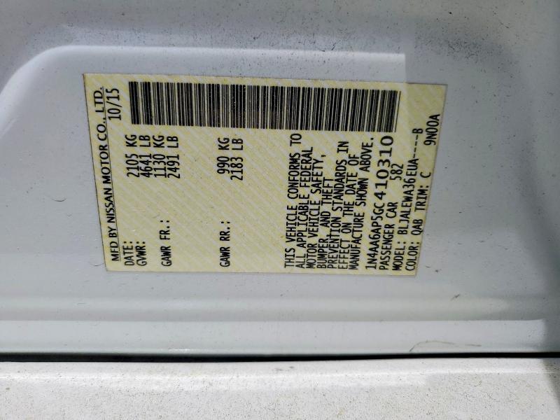 Продаж на аукціоні авто 2016 Nissan Maxima, vin: 1N4AA6AP5GC410310, номер лоту: 51597626