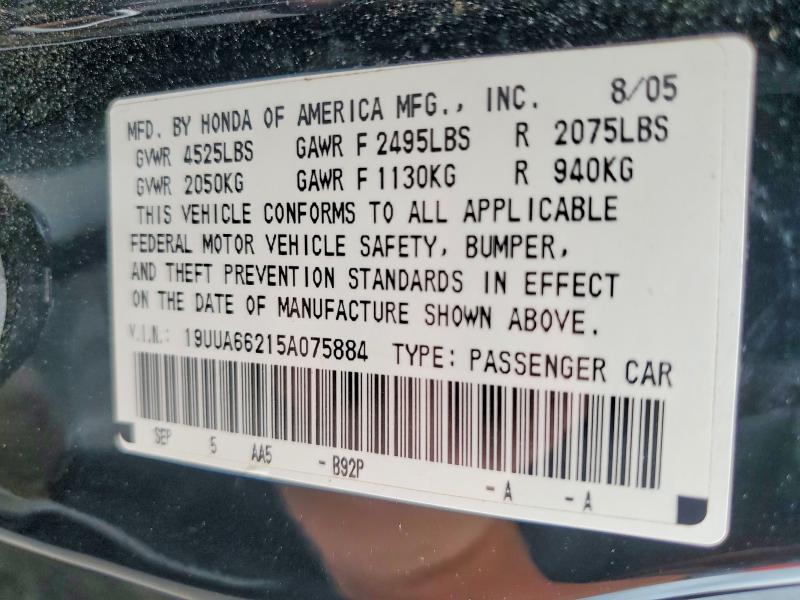 51533436 :رقم المزاد ، 19UUA66215A075884 vin ، 2005 Acura Tl مزاد بيع