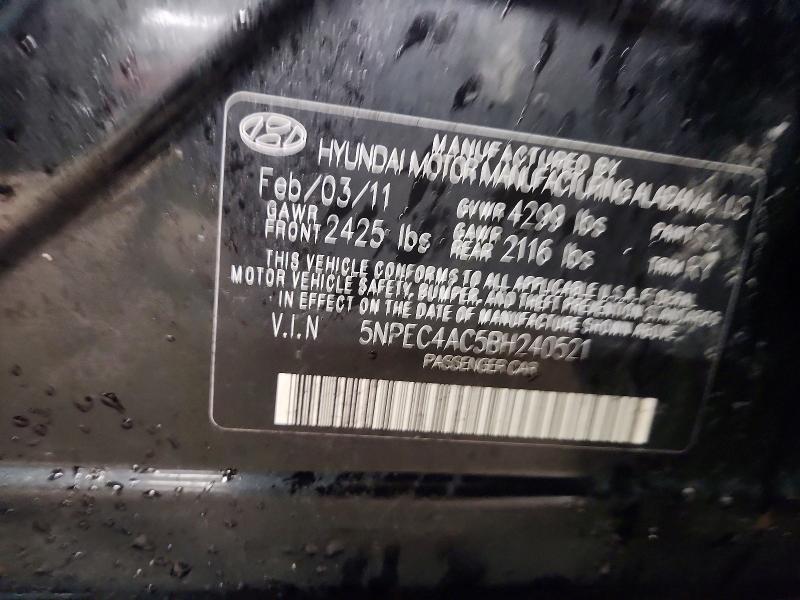 Продаж на аукціоні авто 2011 Hyundai Sonata, vin: 5NPEC4AC5BH240521, номер лоту: 48288746
