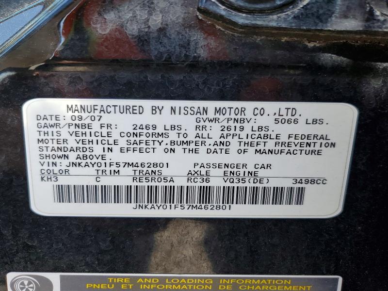 Aukcja sprzedaży 2007 Infiniti M35, vin: JNKAY01F57M462801, numer aukcji: 50572616