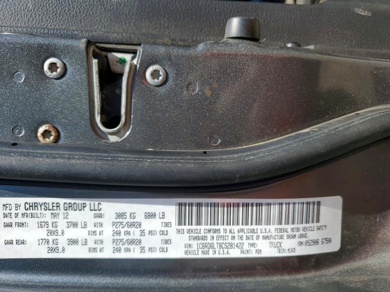 50835696 :رقم المزاد ، 1C6RD6LT8CS281422 vin ، 2012 Dodge Ram 1500 مزاد بيع