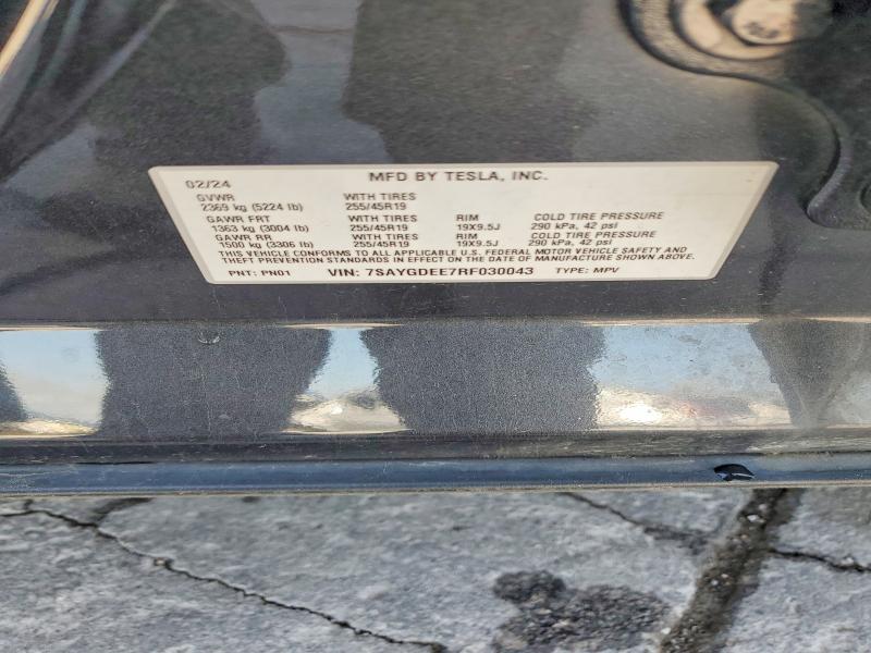 Aukcja sprzedaży 2024 Tesla Model Y, vin: 7SAYGDEE7RF030043, numer aukcji: 51676306