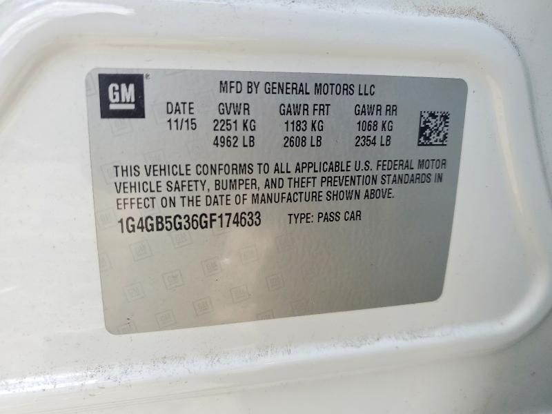 2016 Buick Lacrosse მანქანა იყიდება აუქციონზე, vin: 1G4GB5G36GF174633, აუქციონის ნომერი: 50445216
